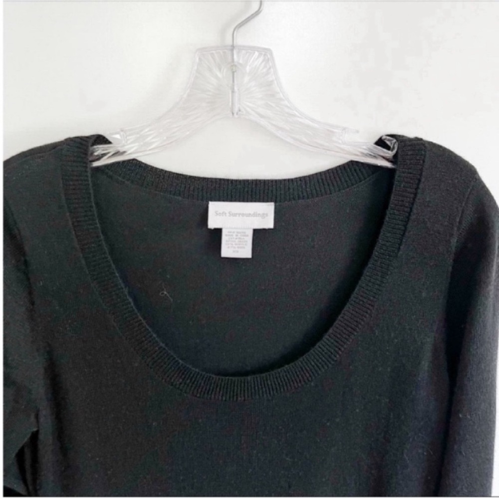 Soft Surroundings Theodora dress black knit fringe scoop neck - Picture 4 of 7